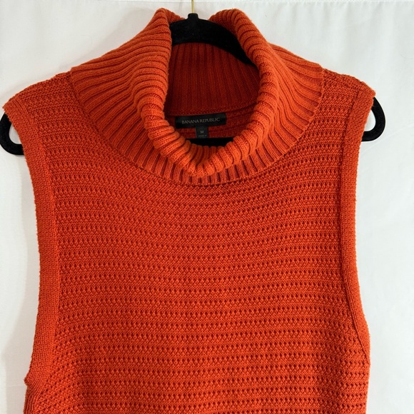 Banana Republic Rust Orange Textured Sleeveless Turtleneck Sweater Dress, Size M - Picture 4 of 8